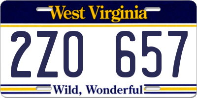 WV license plate 2ZO657
