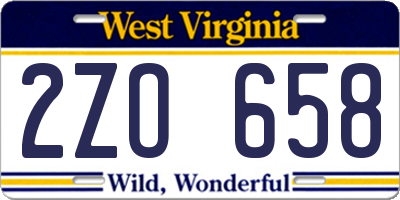 WV license plate 2ZO658