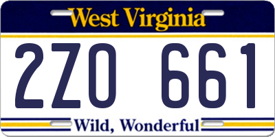 WV license plate 2ZO661