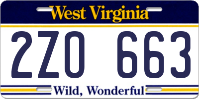 WV license plate 2ZO663