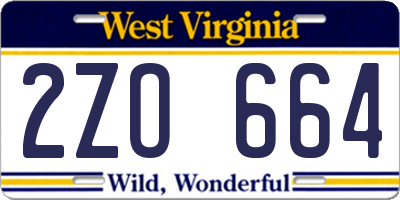 WV license plate 2ZO664