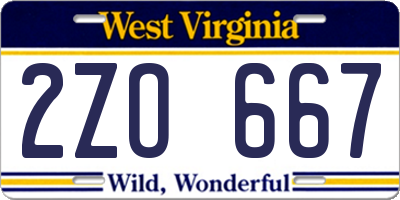 WV license plate 2ZO667