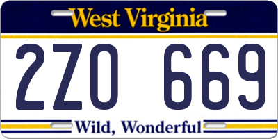 WV license plate 2ZO669