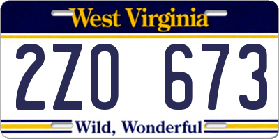 WV license plate 2ZO673