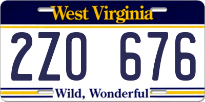 WV license plate 2ZO676