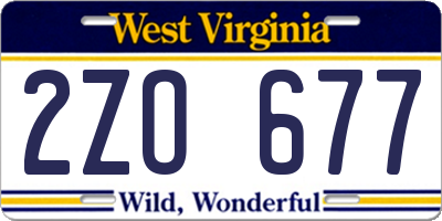 WV license plate 2ZO677