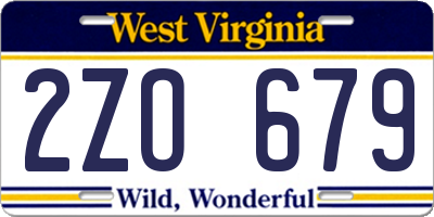 WV license plate 2ZO679