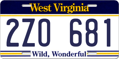 WV license plate 2ZO681