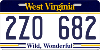 WV license plate 2ZO682