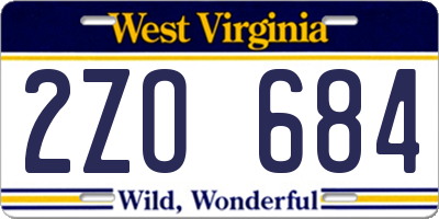 WV license plate 2ZO684