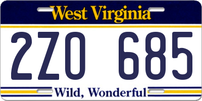 WV license plate 2ZO685