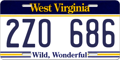 WV license plate 2ZO686