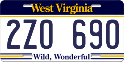 WV license plate 2ZO690
