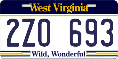 WV license plate 2ZO693