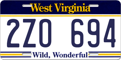 WV license plate 2ZO694