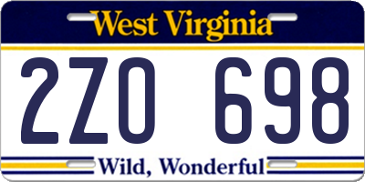 WV license plate 2ZO698