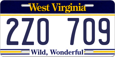 WV license plate 2ZO709