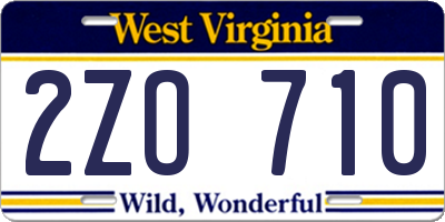 WV license plate 2ZO710