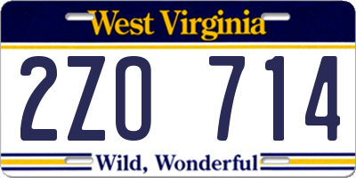 WV license plate 2ZO714