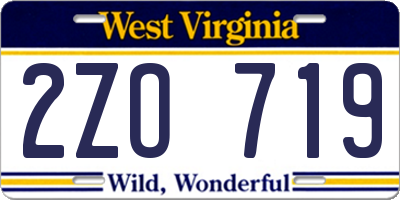 WV license plate 2ZO719