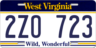 WV license plate 2ZO723