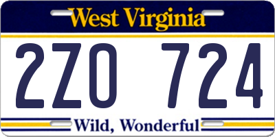 WV license plate 2ZO724