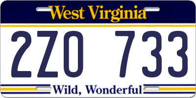WV license plate 2ZO733