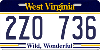 WV license plate 2ZO736