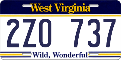 WV license plate 2ZO737