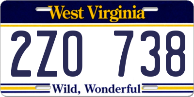 WV license plate 2ZO738