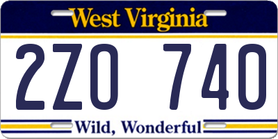 WV license plate 2ZO740