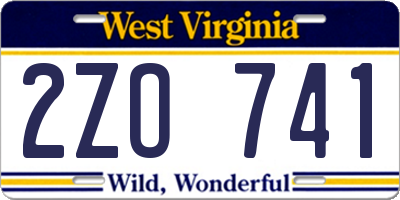 WV license plate 2ZO741