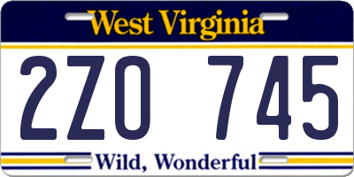 WV license plate 2ZO745