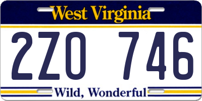 WV license plate 2ZO746