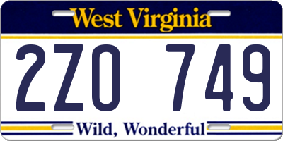 WV license plate 2ZO749