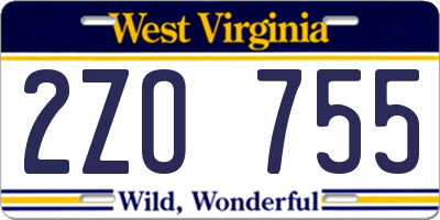 WV license plate 2ZO755