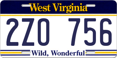 WV license plate 2ZO756