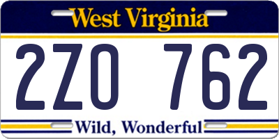 WV license plate 2ZO762