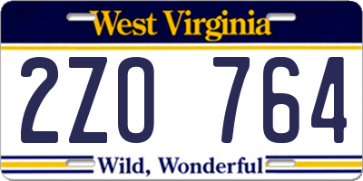 WV license plate 2ZO764
