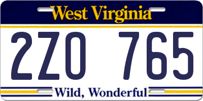 WV license plate 2ZO765