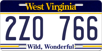 WV license plate 2ZO766
