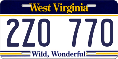 WV license plate 2ZO770