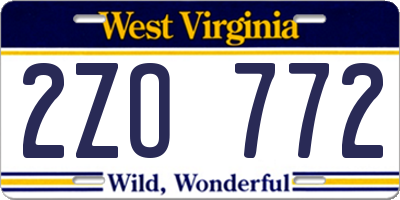 WV license plate 2ZO772