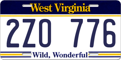 WV license plate 2ZO776