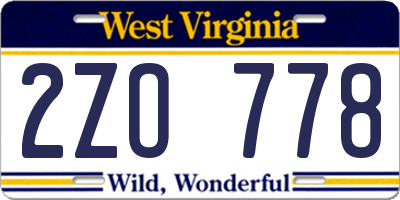 WV license plate 2ZO778