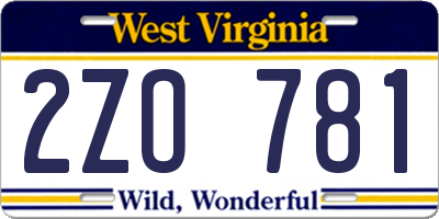 WV license plate 2ZO781