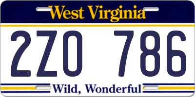 WV license plate 2ZO786