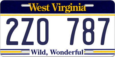 WV license plate 2ZO787