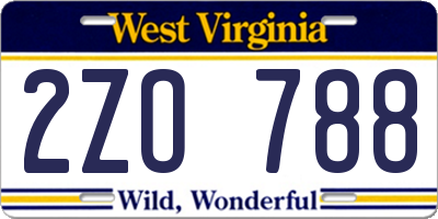 WV license plate 2ZO788