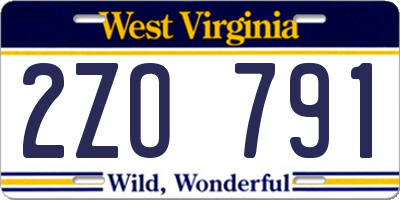 WV license plate 2ZO791